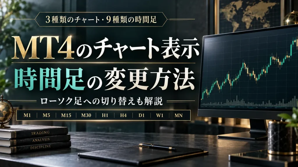 MT4のチャート表示・時間足の変更方法|ローソク足への切り替えと9種類の時間軸
