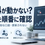 MT4のチャートが動かない・更新されない原因｜回線不通と無効な口座の確認手順