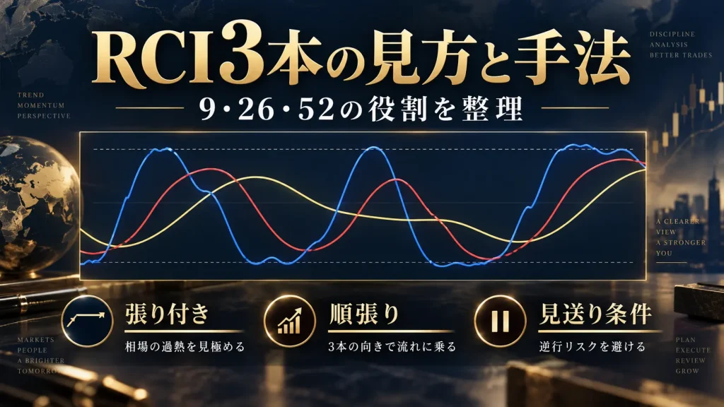 RCI3本の見方と手法|9・26・52の設定と張り付き・売買シグナルの使い方