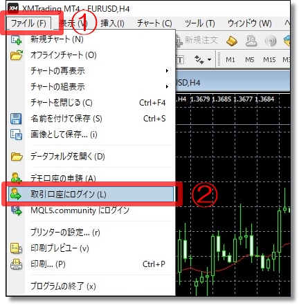 MT4のログイン方法③